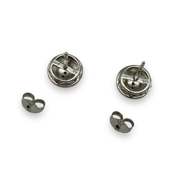 Natural Diamond Cluster Post Earrings 925 Sterling Silver Classic Forever Style - Picture 6 of 7